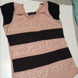 The Limited black & pink lace top